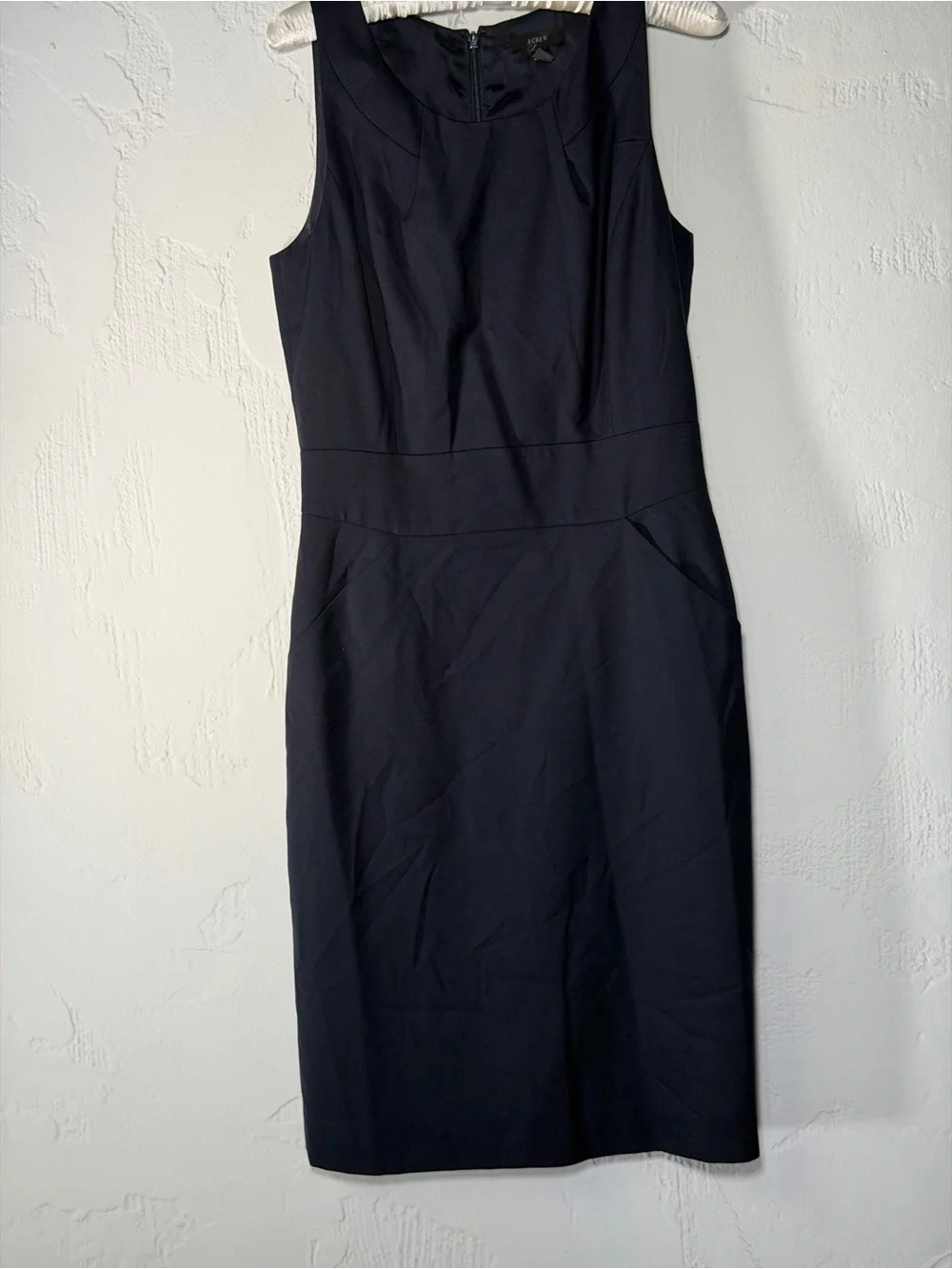 J. Crew Navy Sleeveless Midi Sheath Dress with Pockets- Perfect 4T